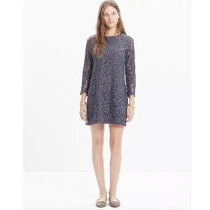 Madewell Womens Lace Long Sleeve Shift in Steel Gray JR S